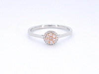 Witgouden ring met natuurlijke roze en witte diamant - afbeelding 7 van  10