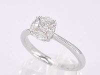 Witgouden ring met prinses en marquise geslepen natuurlijke diamanten - afbeelding 6 van  11