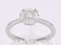 Witgouden ring met prinses en marquise geslepen natuurlijke diamanten - afbeelding 1 van  11