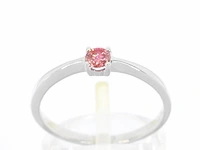 Witgouden ring met roze diamant (gecertificeerd) - afbeelding 1 van  10