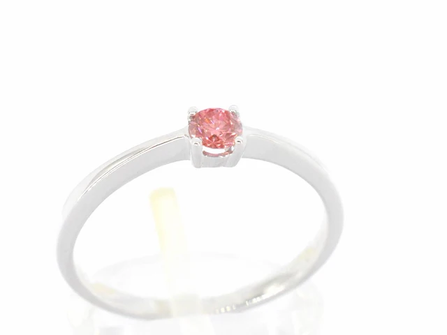 Witgouden ring met roze diamant (gecertificeerd) - afbeelding 5 van  10