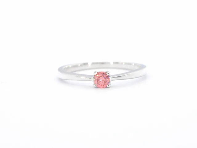 Witgouden ring met roze diamant (gecertificeerd) - afbeelding 7 van  10