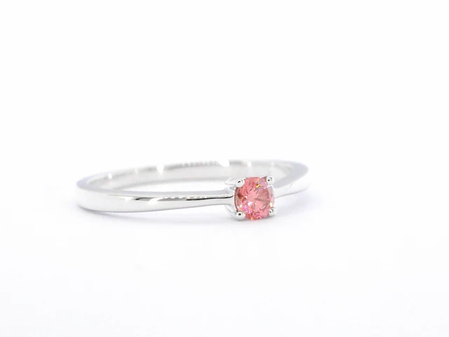 Witgouden ring met roze diamant (gecertificeerd) - afbeelding 9 van  10