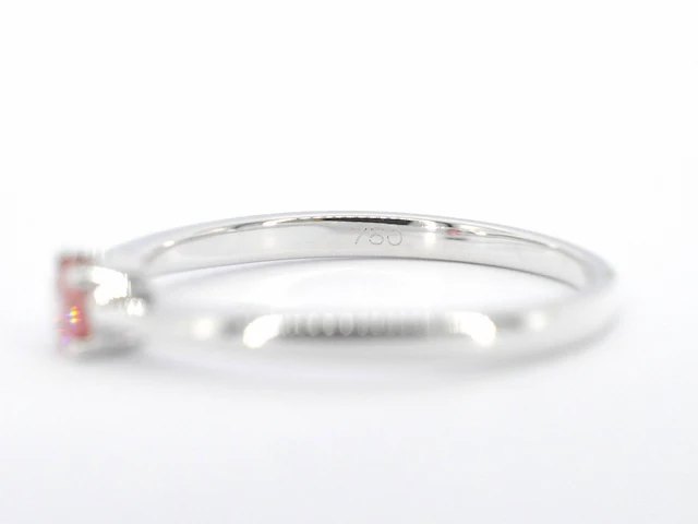 Witgouden ring met roze diamant (gecertificeerd) - afbeelding 10 van  10