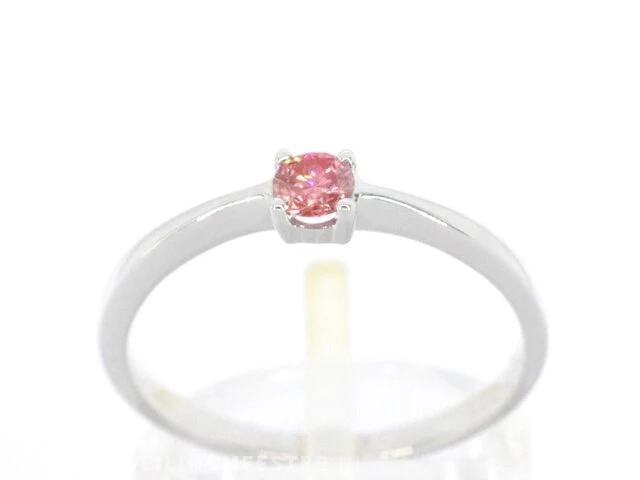 Witgouden ring met roze diamant (gecertificeerd) - afbeelding 1 van  11
