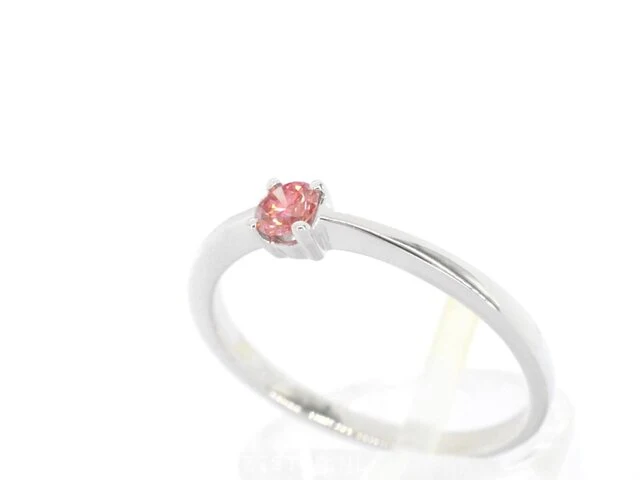 Witgouden ring met roze diamant (gecertificeerd) - afbeelding 5 van  11