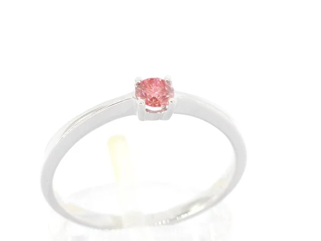 Witgouden ring met roze diamant (gecertificeerd) - afbeelding 6 van  11