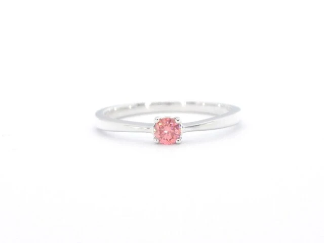 Witgouden ring met roze diamant (gecertificeerd) - afbeelding 8 van  11