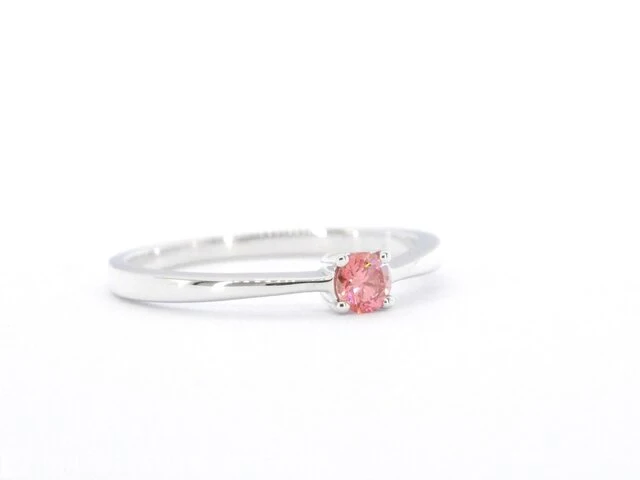 Witgouden ring met roze diamant (gecertificeerd) - afbeelding 10 van  11