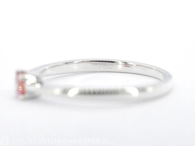 Witgouden ring met roze diamant (gecertificeerd) - afbeelding 11 van  11