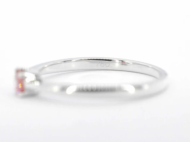 Witgouden ring met roze diamant - afbeelding 2 van  10