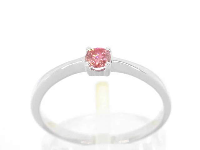 Witgouden ring met roze diamant - afbeelding 1 van  10