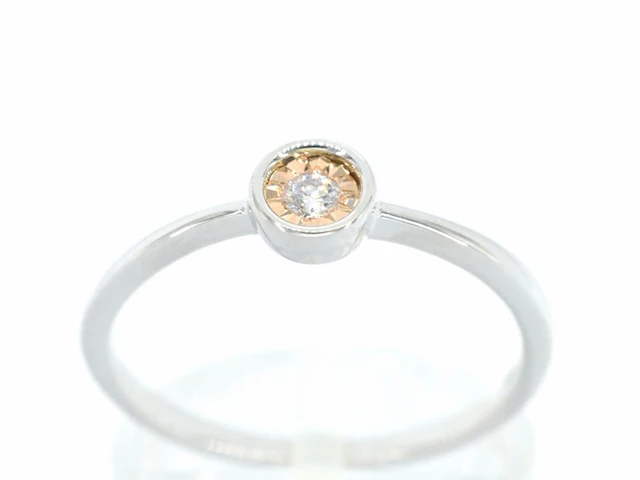 Witgouden ring met roze diamant - afbeelding 1 van  11