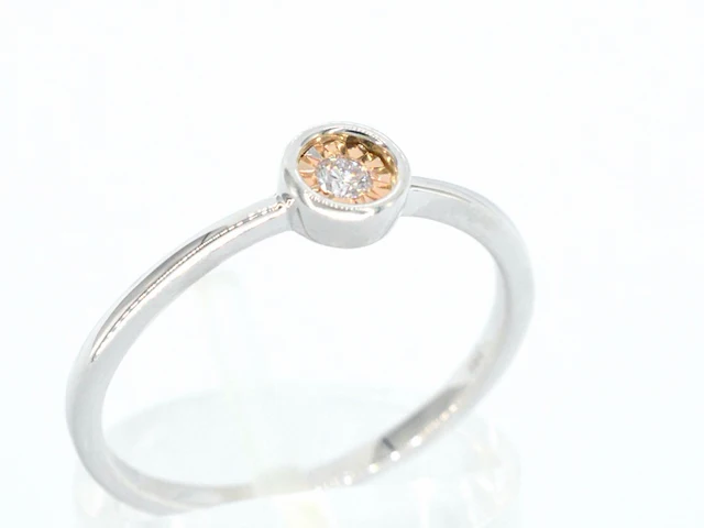 Witgouden ring met roze diamant - afbeelding 4 van  11