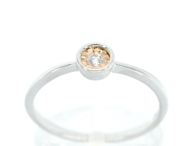 Witgouden ring met roze diamant - afbeelding 1 van  9