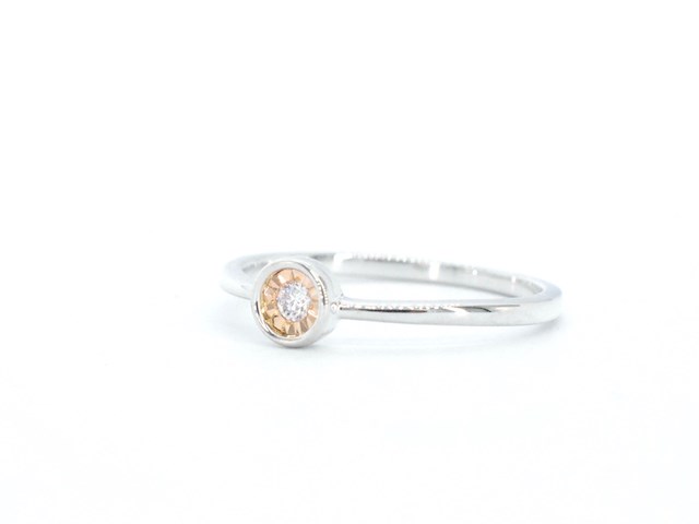 Witgouden ring met roze diamant - afbeelding 8 van  9