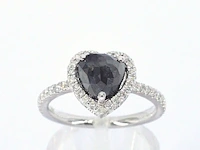 Witgouden ring met witte en zwarte diamant - afbeelding 1 van  11
