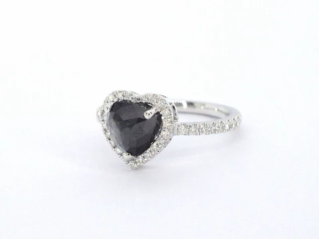 Witgouden ring met witte en zwarte diamant - afbeelding 7 van  11