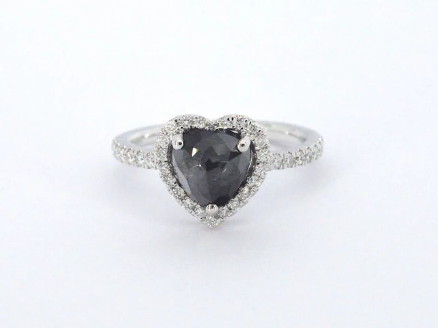 Witgouden ring met witte en zwarte diamant - afbeelding 8 van  11