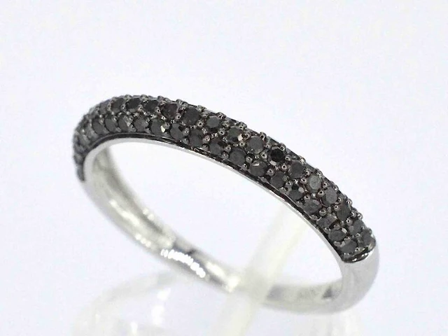 Witgouden ring met zwarte briljanten diamanten - afbeelding 6 van  11