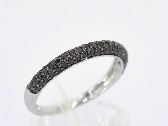 Witgouden ring met zwarte briljanten diamanten - afbeelding 7 van  11