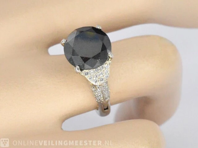 Witgouden ring met zwarte diamant 5.00 carat - afbeelding 2 van  9