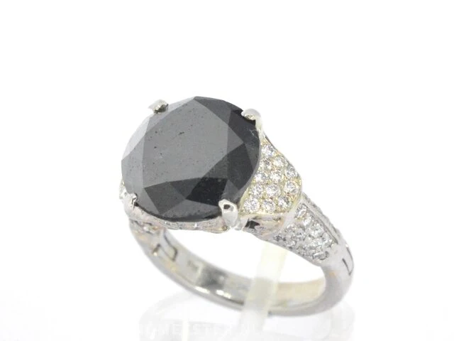 Witgouden ring met zwarte diamant 5.00 carat - afbeelding 3 van  9