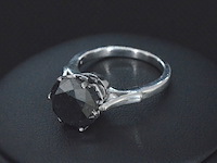 Witgouden ring met zwarte diamant - afbeelding 1 van  4