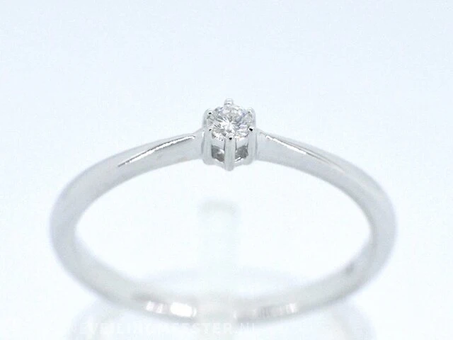 Witgouden ring solitaire met een briljant geslepen diamant - afbeelding 1 van  10