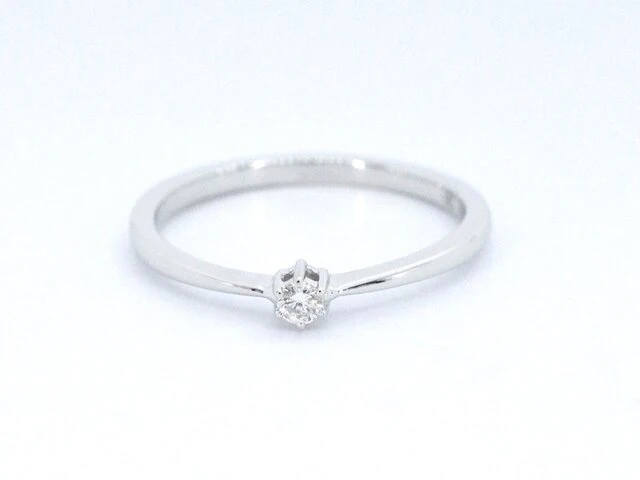 Witgouden ring solitaire met een briljant geslepen diamant - afbeelding 7 van  10