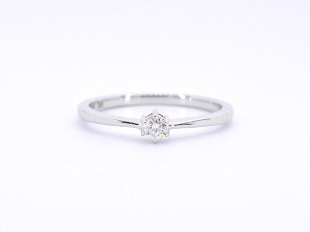 Witgouden ring solitaire met een briljant geslepen diamant - afbeelding 8 van  11