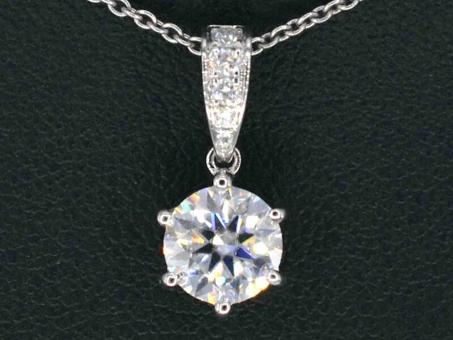 Witgouden solitair hanger met een diamant van 1.00 carat , excl. ketting - afbeelding 1 van  7
