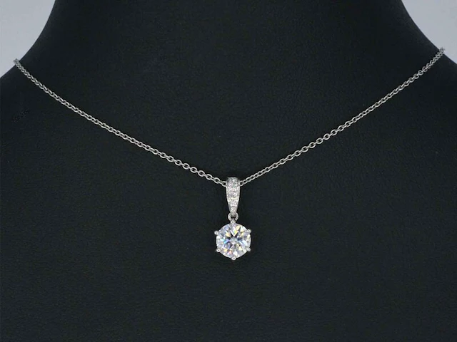 Witgouden solitair hanger met een diamant van 1.00 carat , excl. ketting - afbeelding 2 van  7