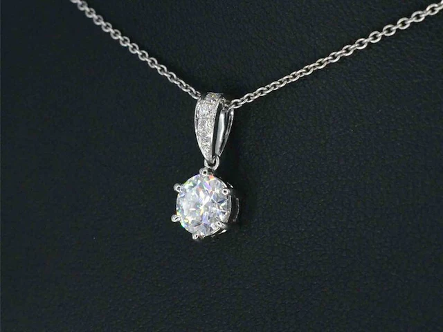 Witgouden solitair hanger met een diamant van 1.00 carat , excl. ketting - afbeelding 3 van  7