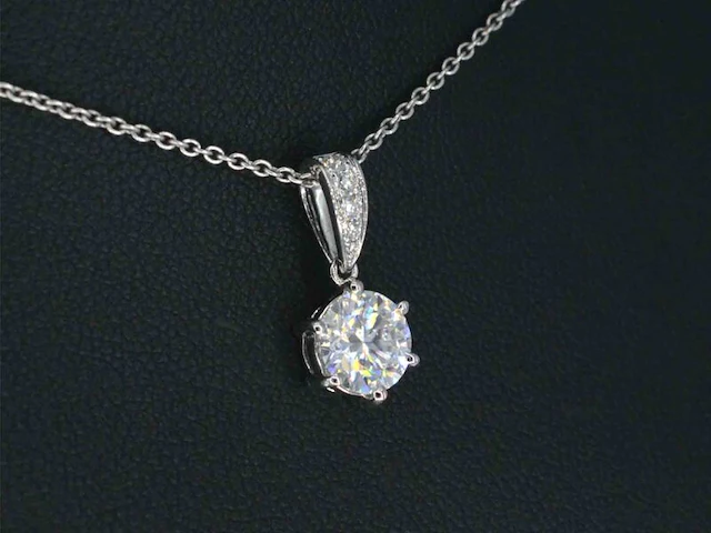 Witgouden solitair hanger met een diamant van 1.00 carat , excl. ketting - afbeelding 4 van  7
