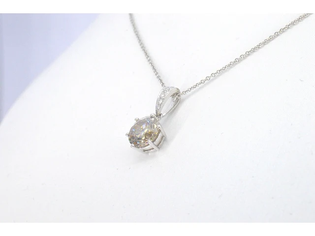 Witgouden solitair hanger met een diamant van 1.50 carat excl. keting - afbeelding 6 van  11