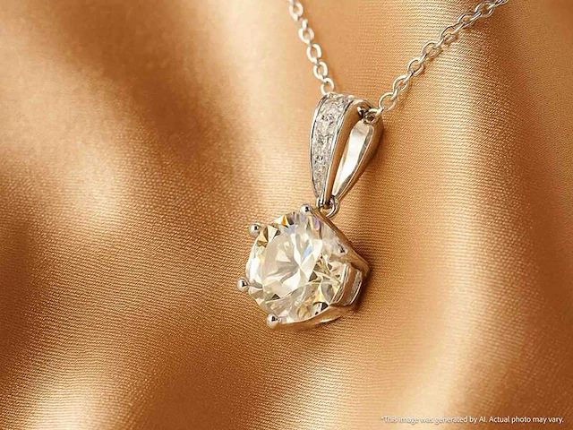 Witgouden solitair hanger met een diamant van 1.50 carat excl. keting - afbeelding 11 van  11