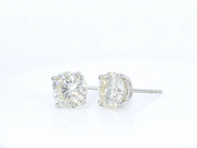 Witgouden solitair oorbellen met 4.00 carat aan natuurlijke diamanten - afbeelding 4 van  9