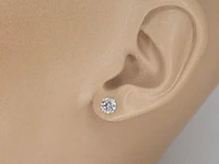 Witgouden solitair oorbellen met briljant geslepen diamanten 1.00 carat - afbeelding 2 van  7