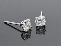 Witgouden solitair oorbellen met briljant geslepen diamanten 1.00 carat - afbeelding 4 van  7