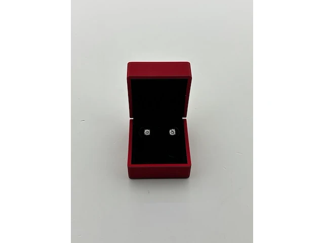 Witgouden solitair oorbellen met briljant geslepen diamanten ( gia gecertificeerd ) - afbeelding 2 van  8