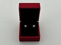 Witgouden solitair oorbellen met briljant geslepen diamanten ( gia gecertificeerd ) - afbeelding 2 van  8