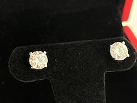 Witgouden solitair oorbellen met briljant geslepen diamanten ( gia gecertificeerd ) - afbeelding 3 van  8
