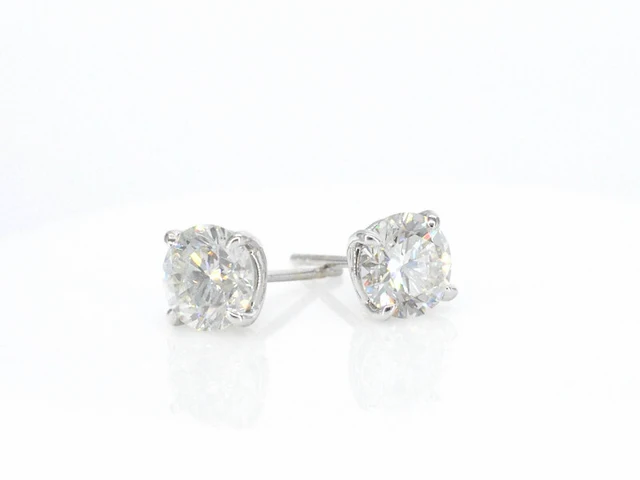Witgouden solitair oorbellen met diamanten 3.25 carat - afbeelding 1 van  9