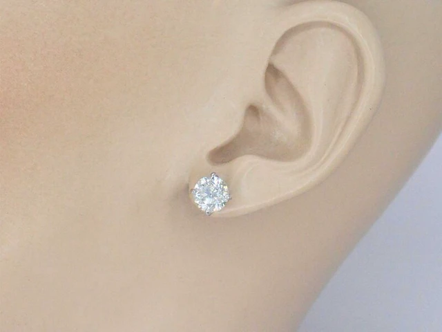 Witgouden solitair oorbellen met diamanten 3.25 carat - afbeelding 2 van  9