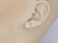 Witgouden solitair oorbellen met diamanten 3.25 carat - afbeelding 2 van  9