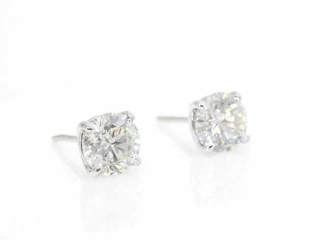 Witgouden solitair oorbellen met diamanten 3.25 carat - afbeelding 7 van  9