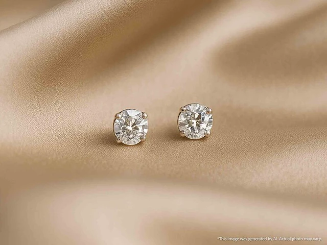 Witgouden solitair oorbellen met diamanten - afbeelding 11 van  11