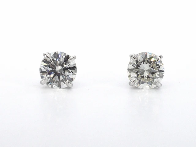 Witgouden solitair oorbellen van zeer hoge kwaliteit 4.00 carat totaal met hrd certificaten - afbeelding 11 van  15