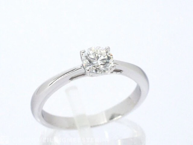 Witgouden solitair ring met 0.51 carat briljant diamant - afbeelding 5 van  9